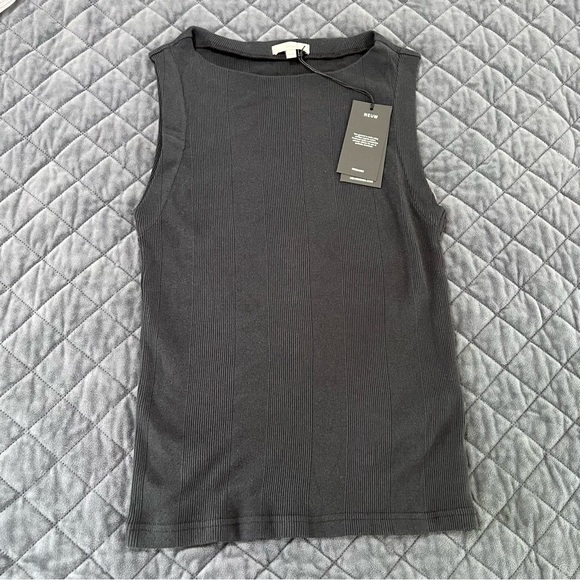 Neuw Frenchie 90s Top Women Medium Top Black Singlet Ribbed B12 - Picture 3 of 11